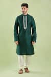 Shop Arihant Rai Sinha Green Polyester, Chanderi Embroidery Placket Kurta And Churidar Set Online at Aza Fashions Shop_Arihant Rai Sinha_Green Polyester, Chanderi Embroidery Placket Kurta And Churidar Set _Online_at_Aza_Fashions