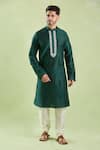 Arihant Rai Sinha Green Polyester, Chanderi Embroidery Placket Kurta And Churidar Set at Aza Fashions Arihant Rai Sinha_Green Polyester, Chanderi Embroidery Placket Kurta And Churidar Set _at_Aza_Fashions