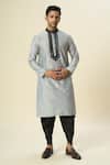 Buy_Arihant Rai Sinha_Gray Polyester, Silk Embroidery Grey Placket Kurta Set 