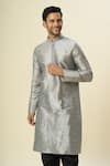 Buy_Samyukta Singhania_Gray Silk Embroidery Neck Kurta And Patiala Pant Set _Online_at_Aza_Fashions