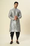 Buy_Samyukta Singhania_Gray Silk Embroidery Neck Kurta And Patiala Pant Set 