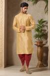 Buy_Arihant Rai Sinha_Beige Polyester, Silk Embroidery Bloom Wave Kurta Set _at_Aza_Fashions