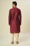 Shop_Arihant Rai Sinha_Wine Polyester Embroidery Bloom Kurta Set _at_Aza_Fashions