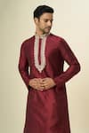 Buy Arihant Rai Sinha Wine Polyester, Silk Embroidery Tulip Kurta Set Buy_Arihant Rai Sinha_Wine Polyester, Silk Embroidery Tulip Kurta Set