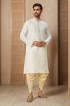 Buy_Arihant Rai Sinha_Cream Polyester, Silk Embroidery Jaali Kurta And Patiala Pant Set _at_Aza_Fashions