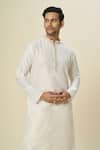 Buy_Arihant Rai Sinha_Cream Polyester, Silk Embroidery Jaali Kurta And Patiala Pant Set _Online_at_Aza_Fashions