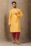 Buy_Arihant Rai Sinha_Yellow Polyester, Silk Embroidery Flora Vine Kurta And Patiala Pant _at_Aza_Fashions