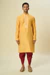 Arihant Rai Sinha_Yellow Polyester, Silk Embroidery Flora Vine Kurta And Patiala Pant _at_Aza_Fashions