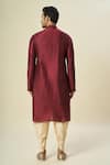 Shop_Arihant Rai Sinha_Wine Polyester, Silk Embroidery Paisley Kurta And Patiala Pant Set _at_Aza_Fashions