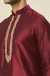 Shop_Arihant Rai Sinha_Wine Polyester, Silk Embroidery Paisley Kurta And Patiala Pant Set _Online_at_Aza_Fashions