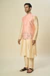 Buy_Arihant Rai Sinha_Pink Silk Embroidery Floral Vine Bundi Set _Online_at_Aza_Fashions