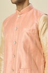 Buy_Arihant Rai Sinha_Pink Brocade, Silk Stripe Pattern Bundi And Kurta Set 