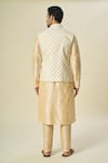 Shop_Arihant Rai Sinha_Cream Brocade, Silk Embroidery Leaf Motif Bundi And Solid Kurta Set _at_Aza_Fashions
