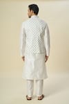 Shop_Arihant Rai Sinha_Off White Brocade, Silk Embroidery Floral Butta Woven Bundi And Kurta Set _at_Aza_Fashions