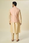Shop_Arihant Rai Sinha_Peach Brocade, Silk Embroidery Floral Butta Bundi And Solid Kurta Set _at_Aza_Fashions