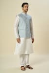 Buy_Arihant Rai Sinha_Gray Brocade, Silk Embroidery Floral Butta Bundi Set _Online_at_Aza_Fashions