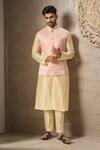 Buy_Arihant Rai Sinha_Pink Brocade, Silk Embroidery Floral Jaal Bundi Kurta Set _at_Aza_Fashions