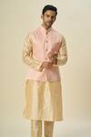 Buy_Arihant Rai Sinha_Pink Brocade, Silk Embroidery Floral Jaal Bundi Kurta Set _Online_at_Aza_Fashions