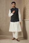 Buy_Samyukta Singhania_Black Silk Solid Bundi Kurta Set _at_Aza_Fashions
