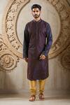 Buy_Samyukta Singhania_Blue , Chanderi Embroidery Floral Paisley Kurta Set _at_Aza_Fashions