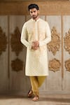 Buy_Arihant Rai Sinha_Cream Polyester, , Chanderi Embroidery Floral Vine Kurta Set _at_Aza_Fashions