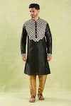 Buy_Arihant Rai Sinha_Black Polyester, , Chanderi Embroidery Leaf Kurta Set _Online_at_Aza_Fashions