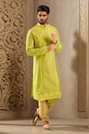 Buy_Arihant Rai Sinha_Green Polyester, Silk, Chanderi Embroidery, Mirrors Floral Kurta Set _at_Aza_Fashions