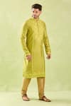 Buy_Arihant Rai Sinha_Green Polyester, Silk, Chanderi Embroidery, Mirrors Floral Kurta Set _Online_at_Aza_Fashions