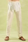 Samyukta Singhania_Beige Polyester, Silk, Chanderi Mirrors, Embroidery Kurta Set _at_Aza_Fashions
