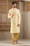 Buy_Arihant Rai Sinha_Beige , Chanderi Embroidery Floral Vine Thread Kurta Set _at_Aza_Fashions