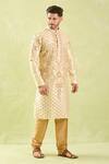 Buy_Arihant Rai Sinha_Beige , Chanderi Embroidery Floral Vine Thread Kurta Set _Online_at_Aza_Fashions