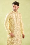 Arihant Rai Sinha_Beige Silk, Chanderi Embroidery Floral Bloom Kurta Set _Online_at_Aza_Fashions