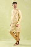 Shop_Arihant Rai Sinha_Beige Silk, Chanderi Embroidery Floral Bloom Kurta Set _Online_at_Aza_Fashions