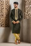 Buy_Samyukta Singhania_Black Art Silk Embroidery Zari Dori Kurta Set _at_Aza_Fashions