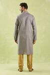 Shop_Arihant Rai Sinha_Gray Linen, Cotton Embroidery Floral Vine Zari Kurta Set _at_Aza_Fashions