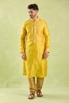 Buy_Samyukta Singhania_Yellow Art Silk Embroidery Abstract Floral Kurta And Churidar _Online_at_Aza_Fashions