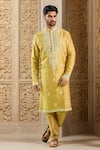 Buy_Arihant Rai Sinha_Gold Silk, Polyester Embroidery Floral Kurta Set _at_Aza_Fashions