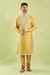 Shop_Arihant Rai Sinha_Gold Silk, Polyester Embroidery Floral Kurta Set 