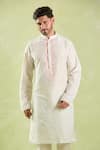 Arihant Rai Sinha_Cream Polyester, Chanderi Embroidery Floral Placket Kurta Set _at_Aza_Fashions