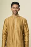 Arihant Rai Sinha_Gold Silk Embroidery Stripe Kurta And Patiala Pant _Online_at_Aza_Fashions