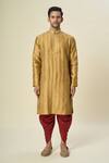 Buy_Arihant Rai Sinha_Gold Silk Embroidery Stripe Kurta And Patiala Pant _Online_at_Aza_Fashions