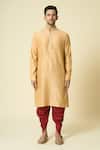 Buy_Samyukta Singhania_Gold Kurta Poly Silk Placement Embroidery Pintuck Pattern And Patiala Pant Set _Online_at_Aza_Fashions