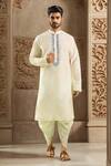 Buy_Arihant Rai Sinha_Cream Polyester, Silk Embroidery Paisley Kurta Set _at_Aza_Fashions