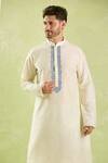 Arihant Rai Sinha_Cream Polyester, Silk Embroidery Paisley Kurta Set _Online_at_Aza_Fashions