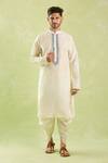 Shop_Arihant Rai Sinha_Cream Polyester, Silk Embroidery Paisley Kurta Set _Online_at_Aza_Fashions