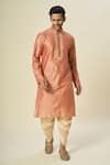 Shop_Arihant Rai Sinha_Pink Polyester, Silk Embroidery Floral Kurta And Patiala Pant Set _Online_at_Aza_Fashions