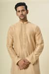 Shop_Arihant Rai Sinha_Beige Polyester, Silk Embroidery Floral Paisley Kurta Set _Online_at_Aza_Fashions