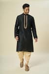 Arihant Rai Sinha Black Polyester, Silk Embroidery Floral Kurta Set at Aza Fashions Arihant Rai Sinha_Black Polyester, Silk Embroidery Floral Kurta Set _at_Aza_Fashions