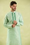 Buy_Samyukta Singhania_Green Kurta Poly Silk Placement Embroidery Floral And Patiala Pant Set 