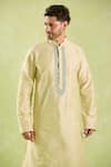 Buy_Arihant Rai Sinha_Beige Polyester, Silk Embroidery Floral Kurta Set With Patiala Pant _Online_at_Aza_Fashions